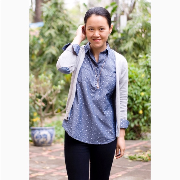 GAP Tops - Gap Polka Dot Chambray Popover